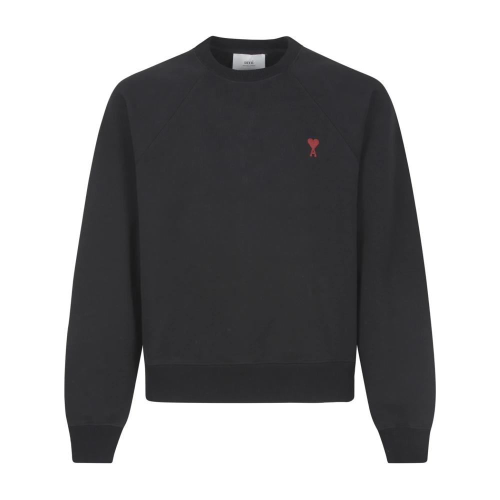 Ami Paris Herr Svart Sweatshirts & Hoodies,, Bomull, Sweatshirt Med Hjärtlogga - 2XL