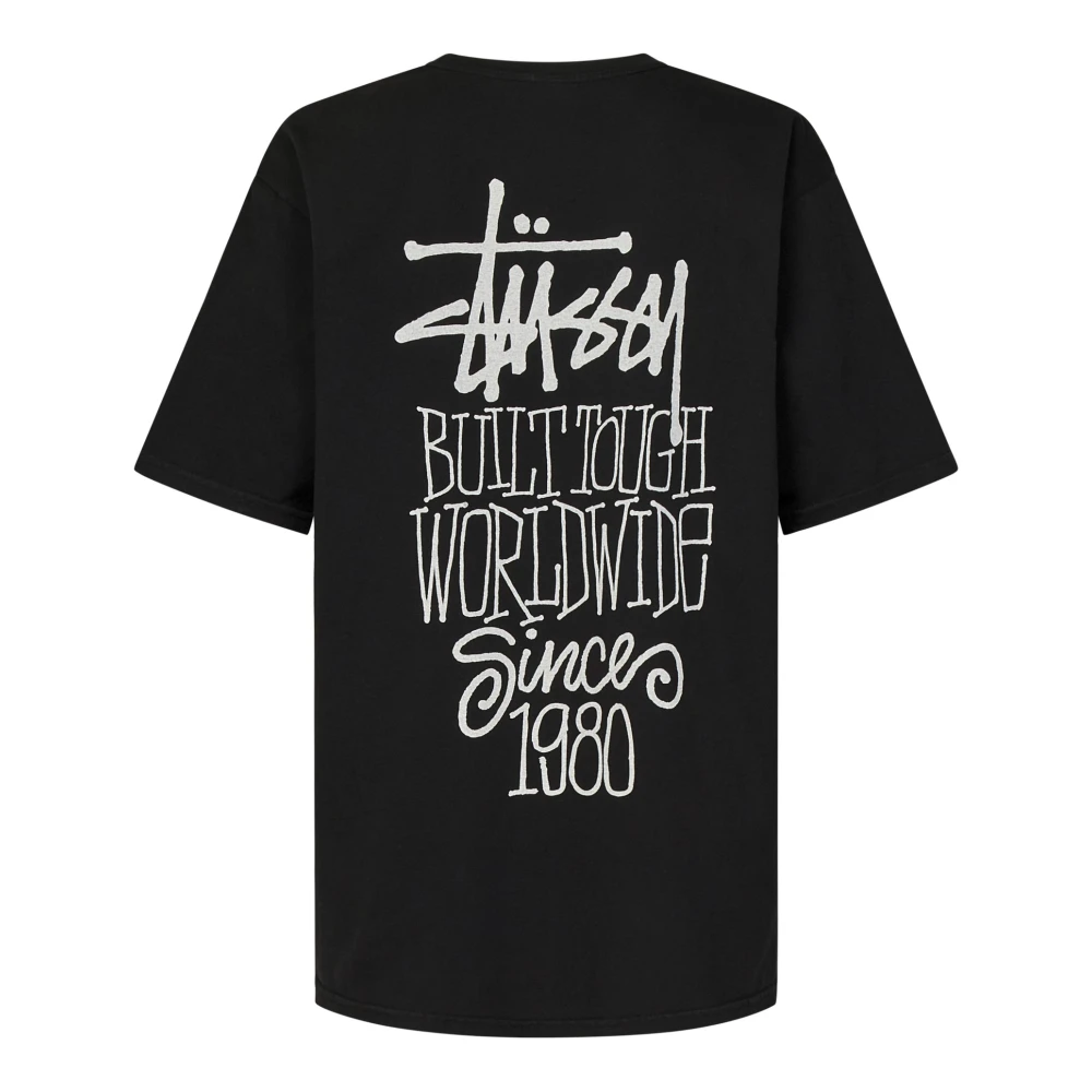 Stüssy Zwart Logo Print Katoenen T-Shirt Black Heren