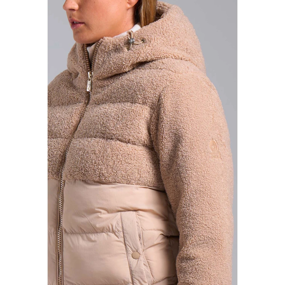 Ciesse Piumini Bonilla Beige hybride donsjack in teddy met capuchon Beige Dames