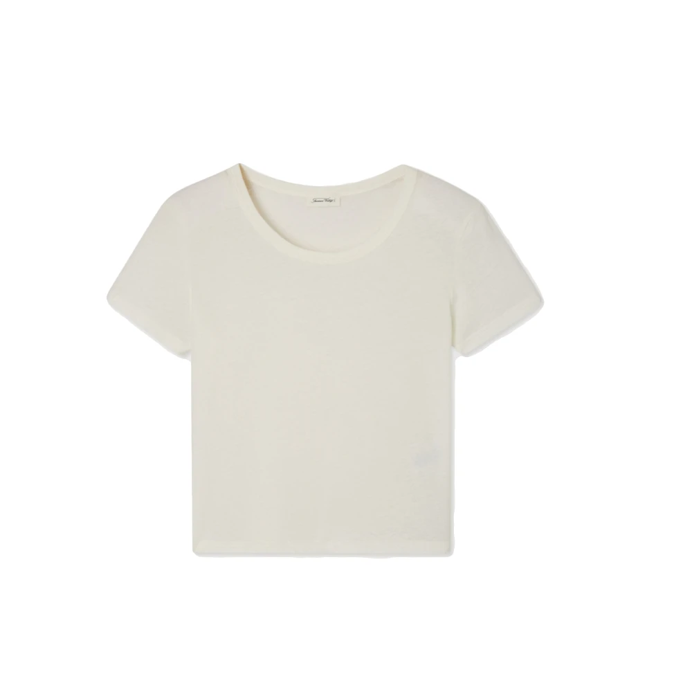 American vintage Korte Mouw Ronde Hals Katoenen T-Shirt Wit White Dames