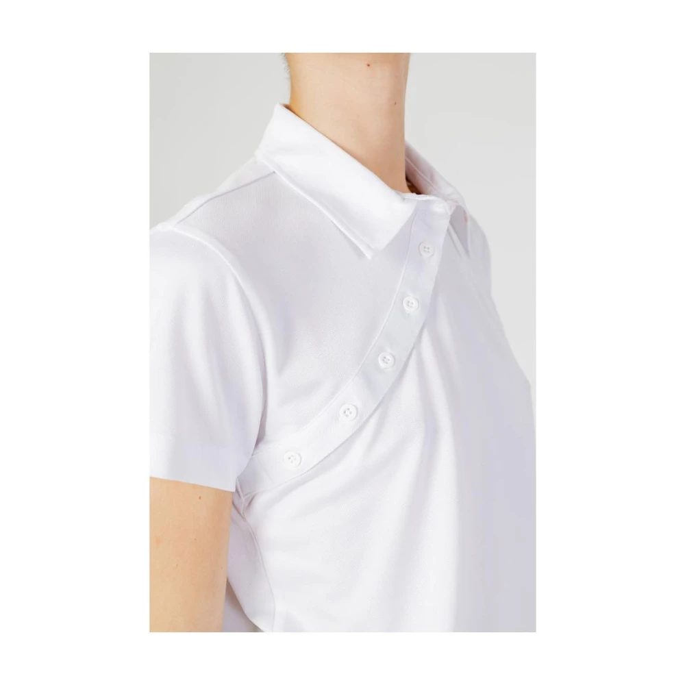 Blauer Witte Asymmetrisch Ontwerp Polyester Top White Dames