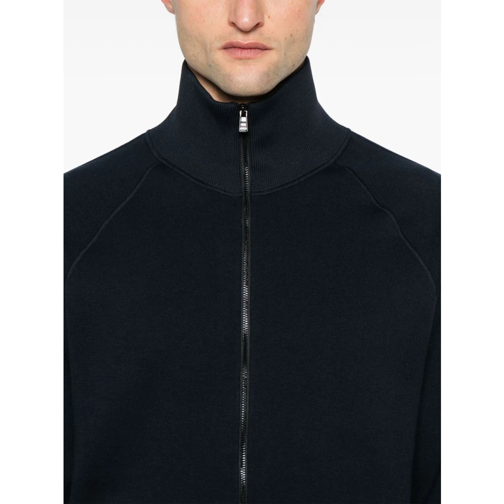 Hugo Boss Blauwe Zip Sweater met Hoge Hals Blue Heren