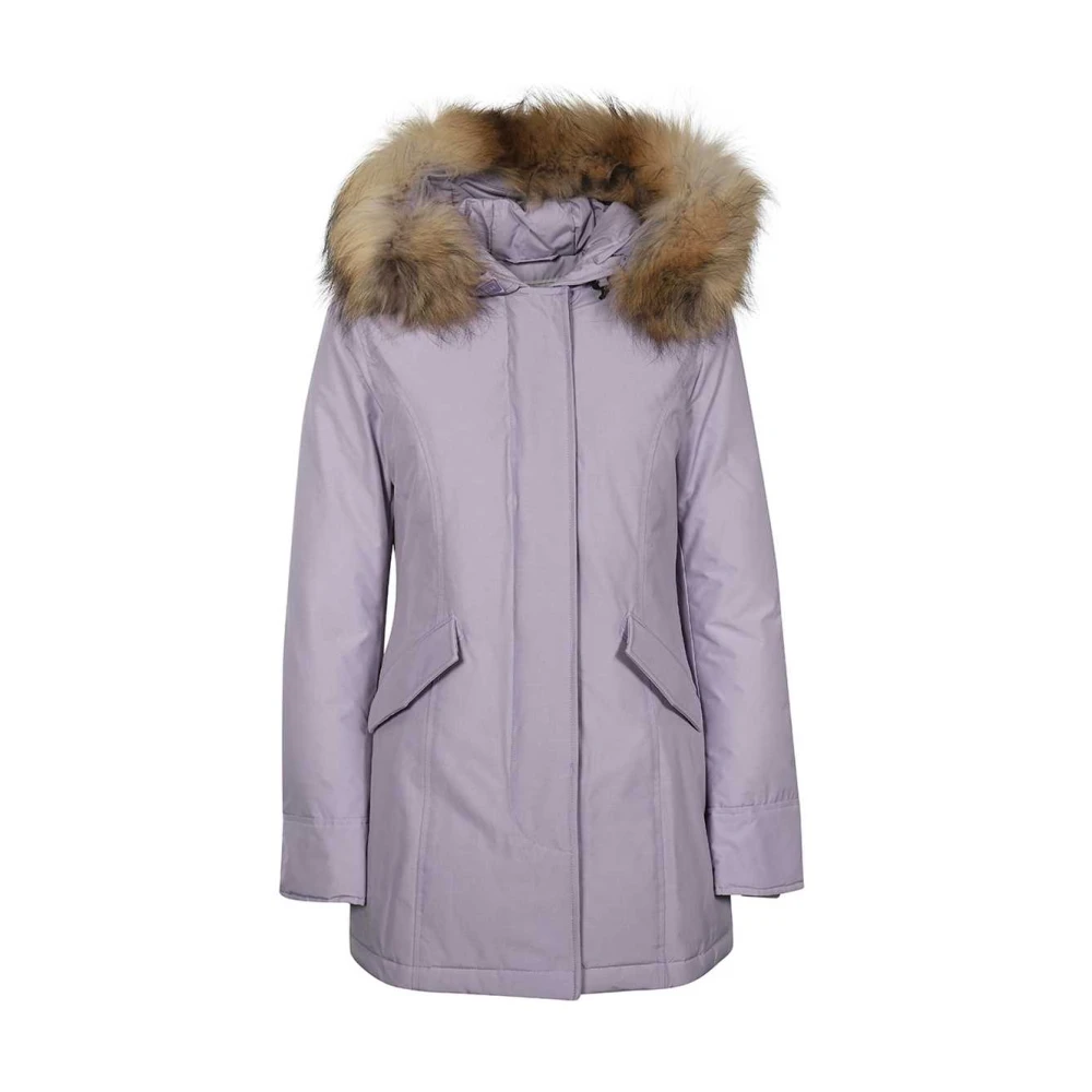 Woolrich Hooded Parka met Klepzakken Purple Dames