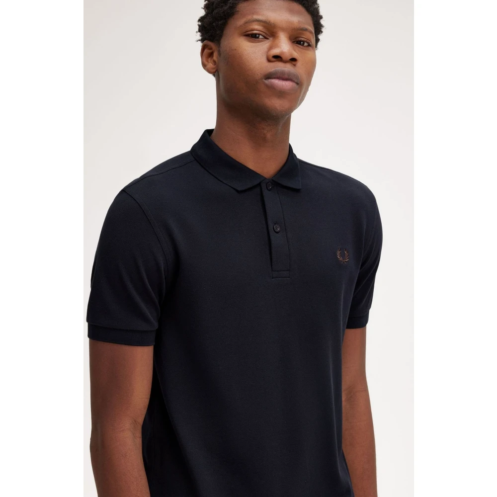 Fred Perry Blauw Logo Bruin Poloshirt Blue Heren