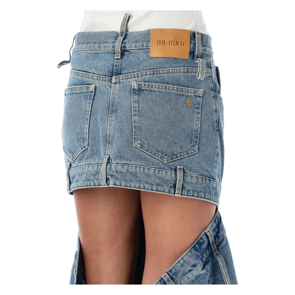The Attico Denim Cut-Out Maxi Rok Lichtblauw Blue Dames