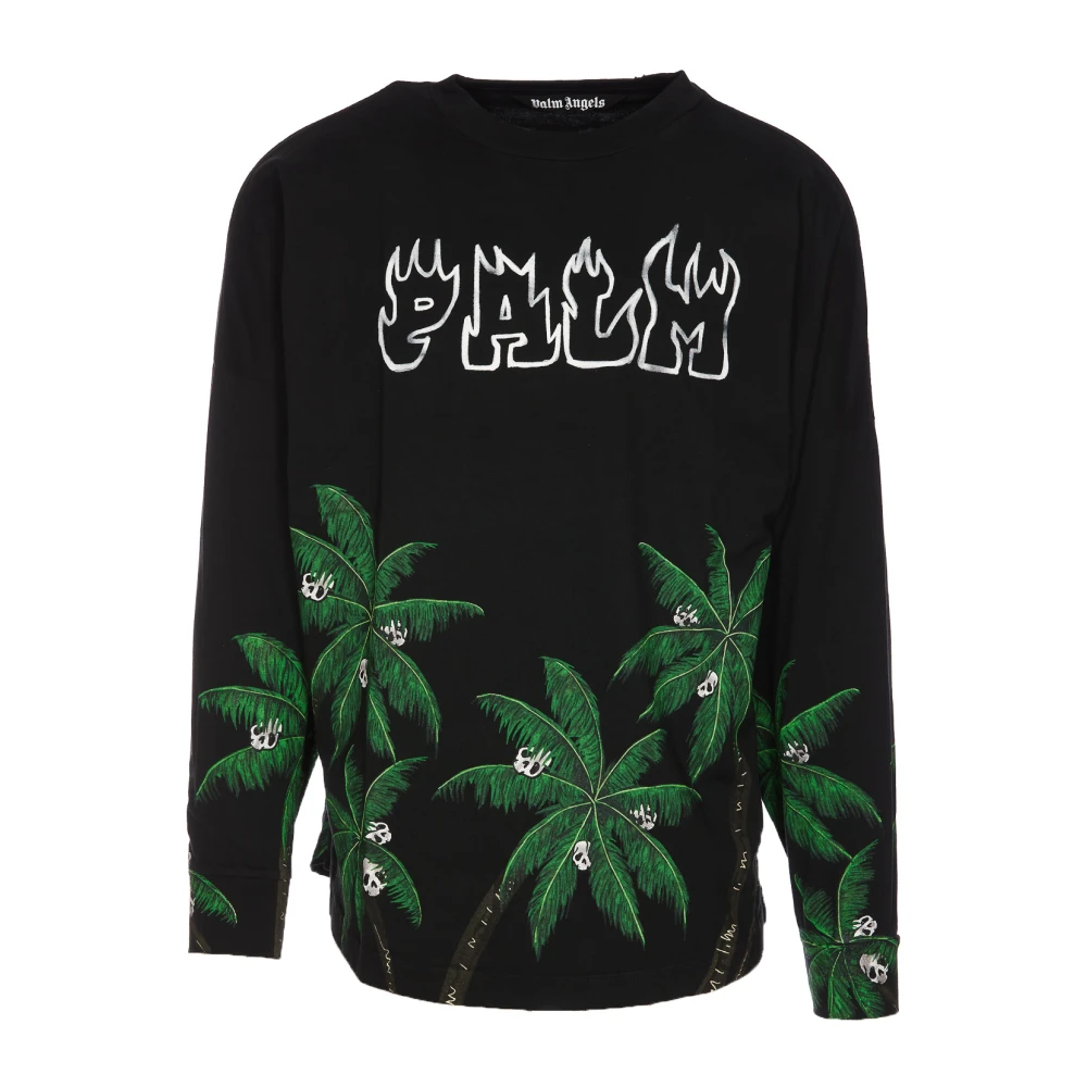 Palm Angels Zwart Streetwear Sweatshirt met PalmSkull Print Black Heren