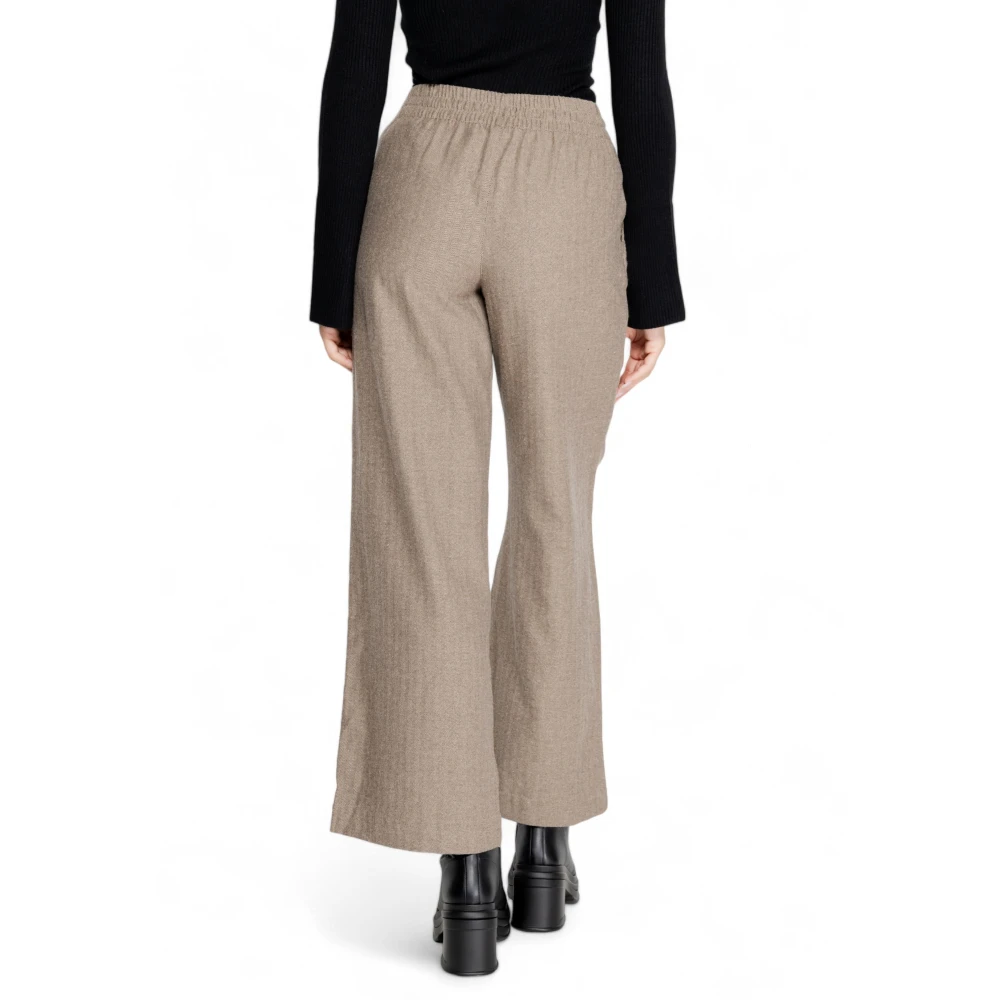 Jacqueline de Yong Wijde Pijp Geweven Broek Herfst Winter Collectie Brown Dames