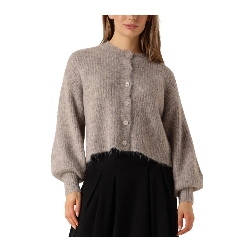 Co'Couture Taupe Rib Cardigan voor Vrouwen Beige Dames