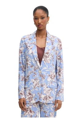 Enkeltknäppt bomullsblazer med blommönster