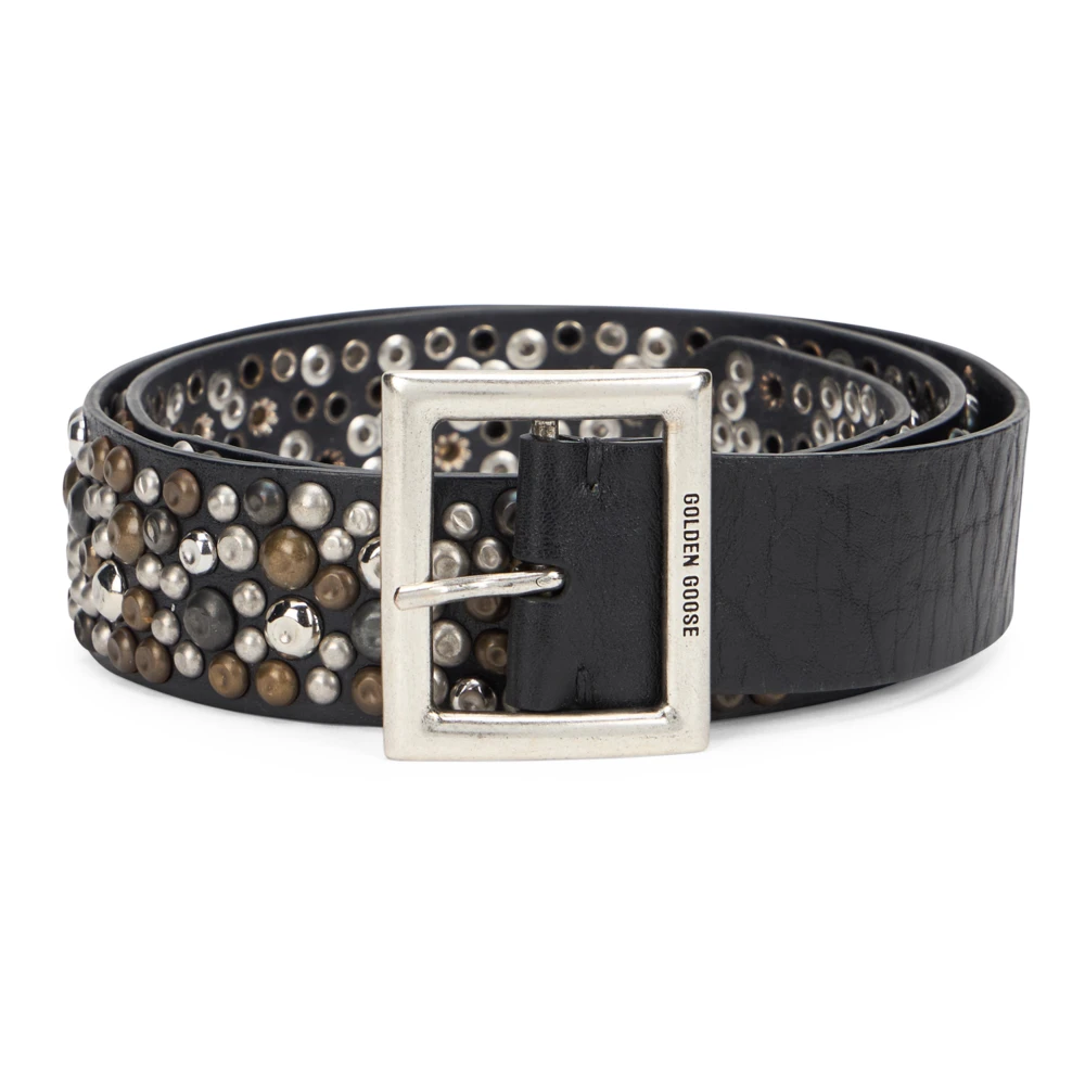 Golden Goose Women's Black Belts, 80 Cm, Leather Belt With Studs