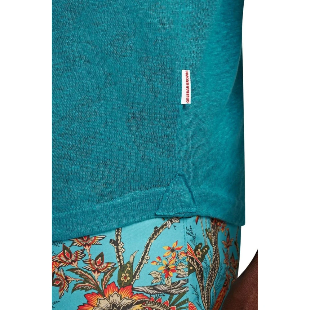 Orlebar Brown Veranda Blauw Linnen Polo Shirt Blue Heren