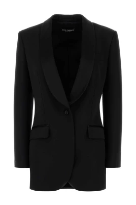 Svart ullblandad blazer väst