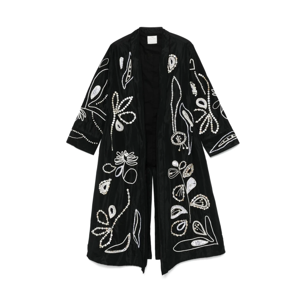 Forte Zwarte regenkleding met kraalversiering Black Dames