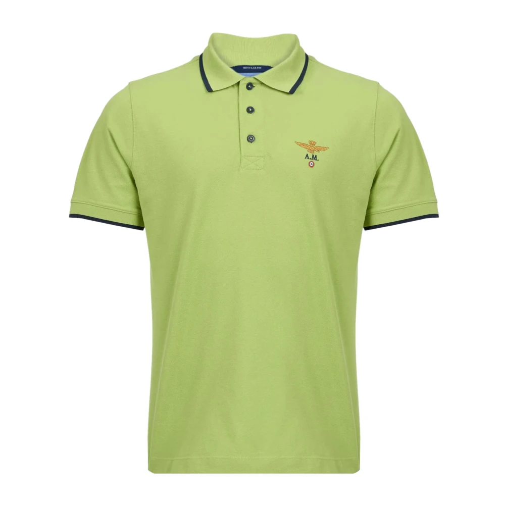 Aeronautica Militare Men's Green Polo Shirts, M, Polo In Piqué Di Cotone 261Po1308up00082