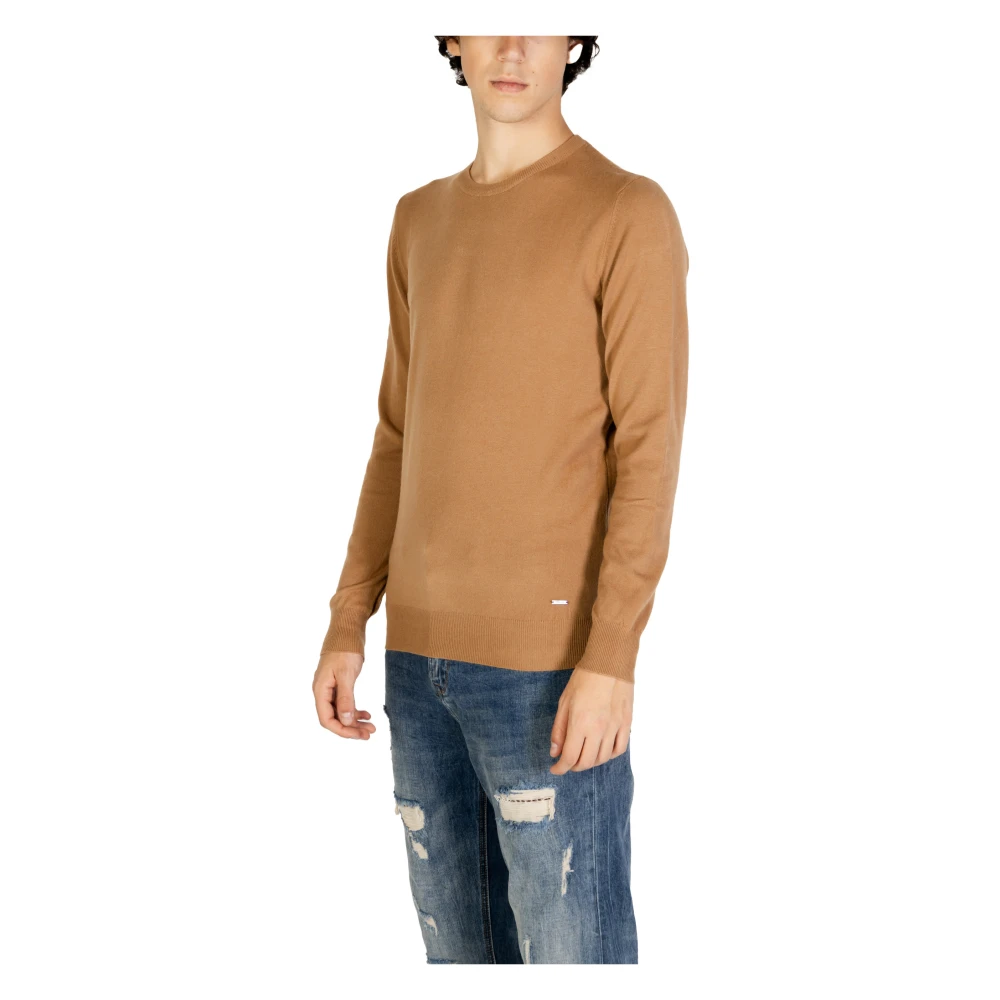 Gianni Lupo Bruine Lange Mouw Gebreide Trui Brown Heren