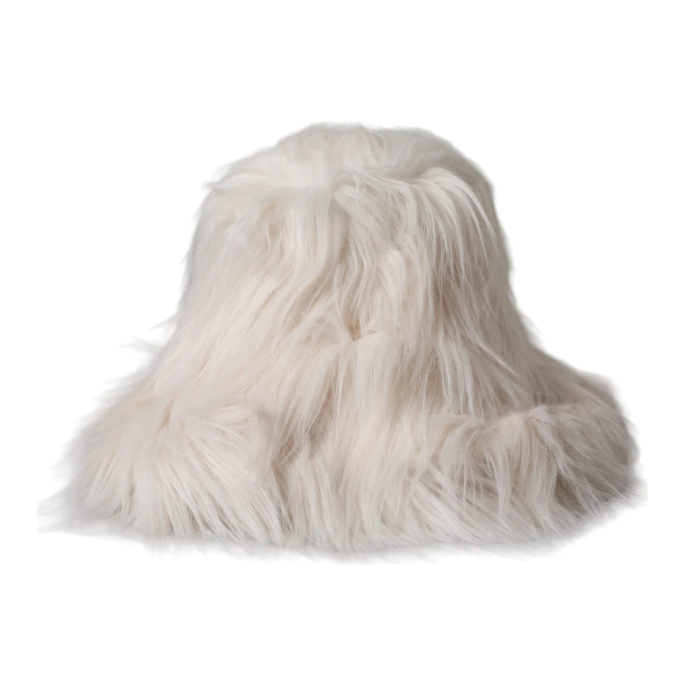 Dolce & Gabbana Unisex White Off Acrylic Fur Bucket Hat