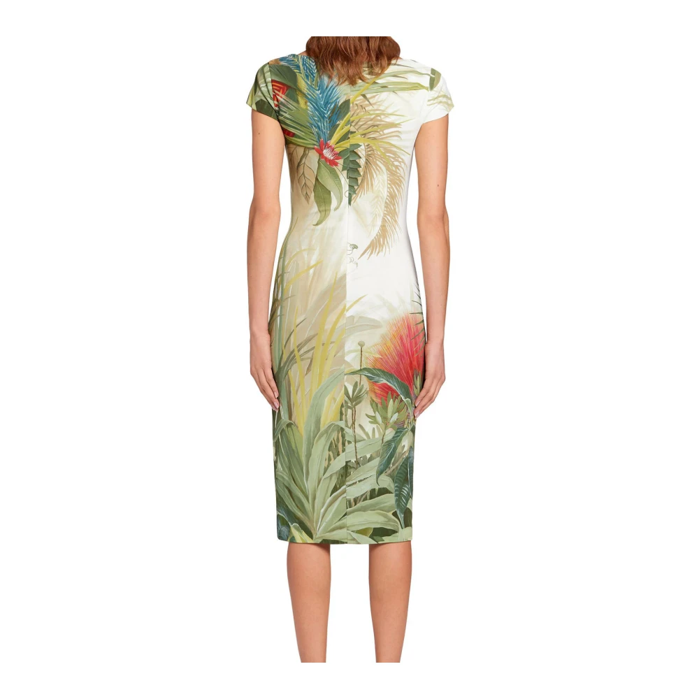 Roberto Cavalli Botanische Print Jurk Slim Fit Knielengte Multicolor Dames