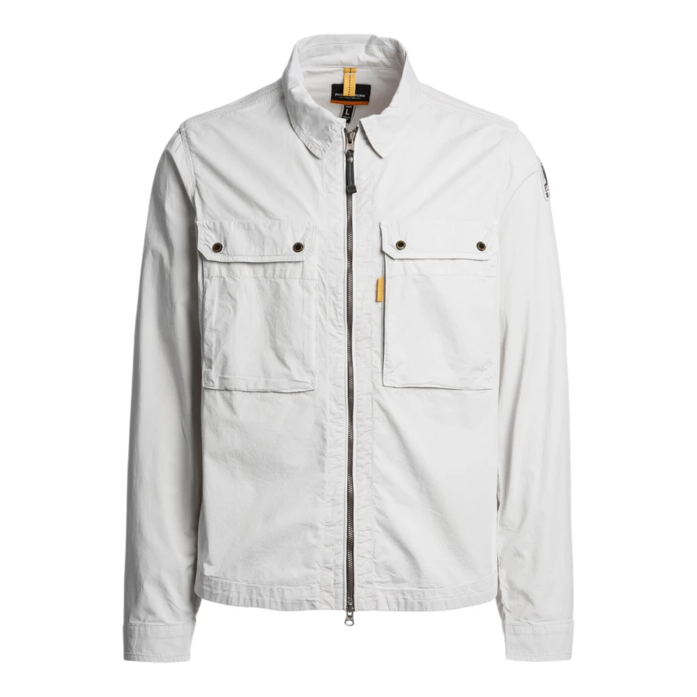 Parajumpers Gabardine Katoenen Overshirt in Zilver White Heren