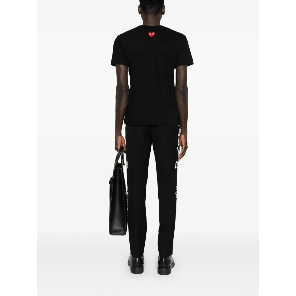 Comme des Garçons Play Rode Gebreide T-Shirt met Embleem Black Heren