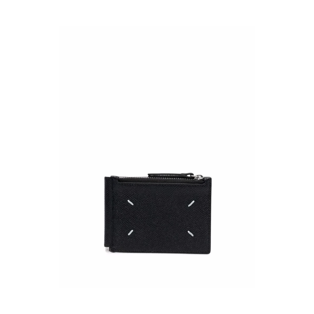 Maison Margiela Zwarte leren portemonnees en kaarthouders Black Heren