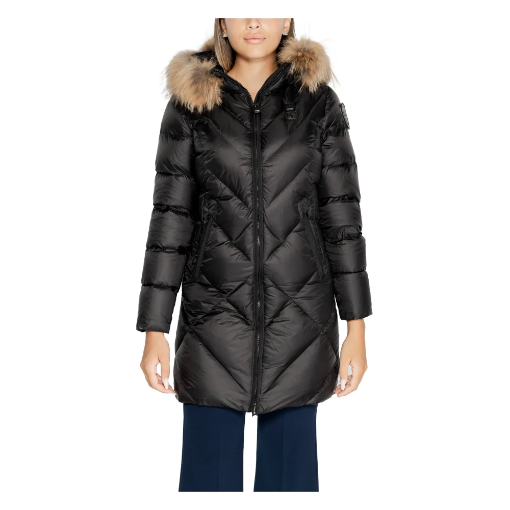 Blauer Women's Black Hooded Zip Jacket For
