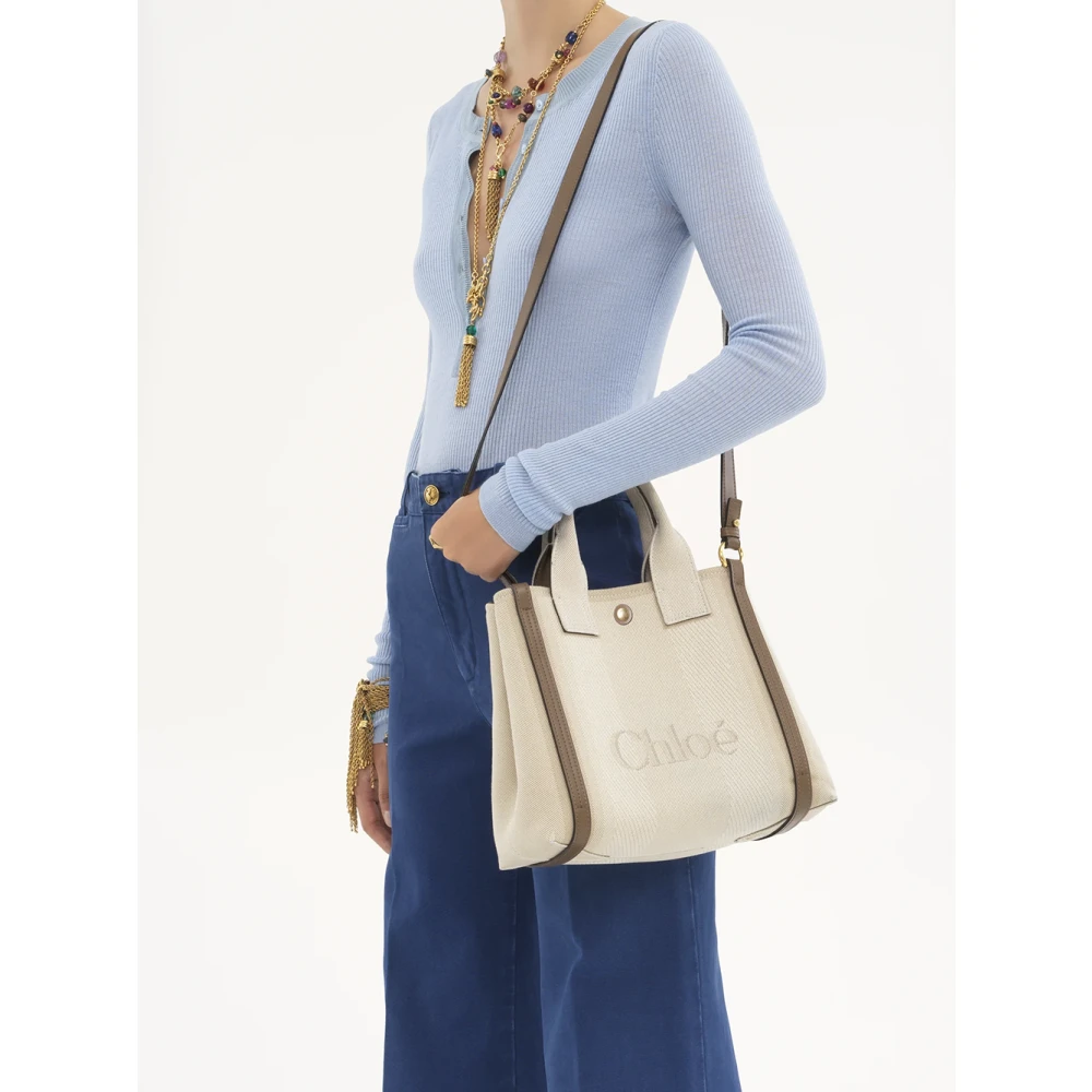 Chloé Beige Schoudertas met Drukknoopsluiting Beige Dames