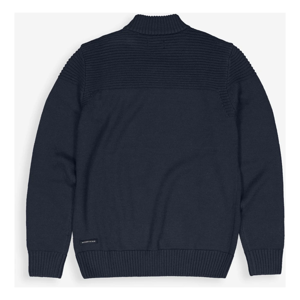 Butcher of Blue Donkerblauwe Mock Button Trui Blue Heren