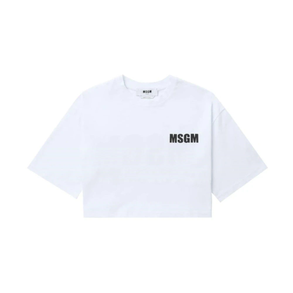 Msgm Logo Piccolo T-Shirt 01 White Dames