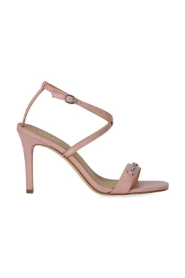 Rosa läder Lena klack sandal