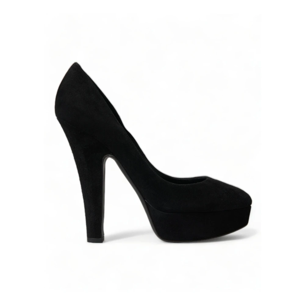 Dolce & Gabbana Women's Black Sophisticated Suede Platform Heel Pumps