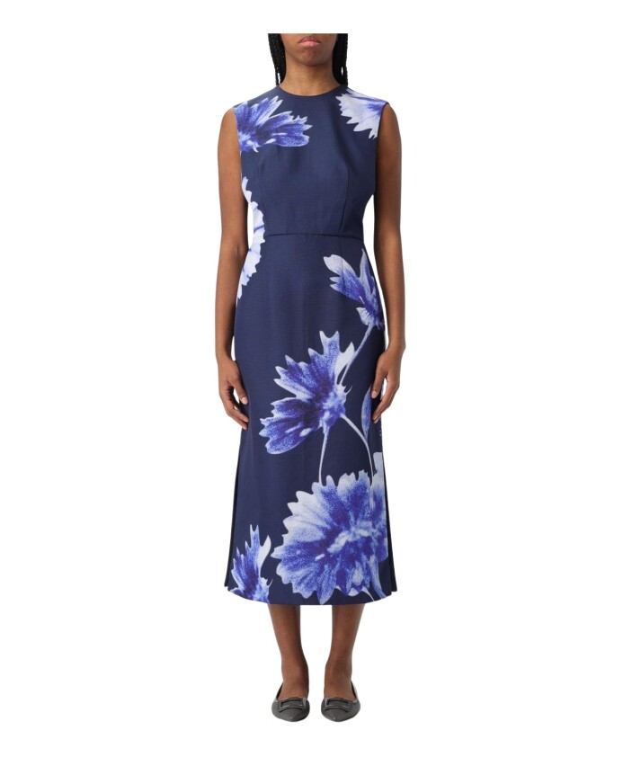 robe-midi-bleue-a-fleurs-avec-fentes