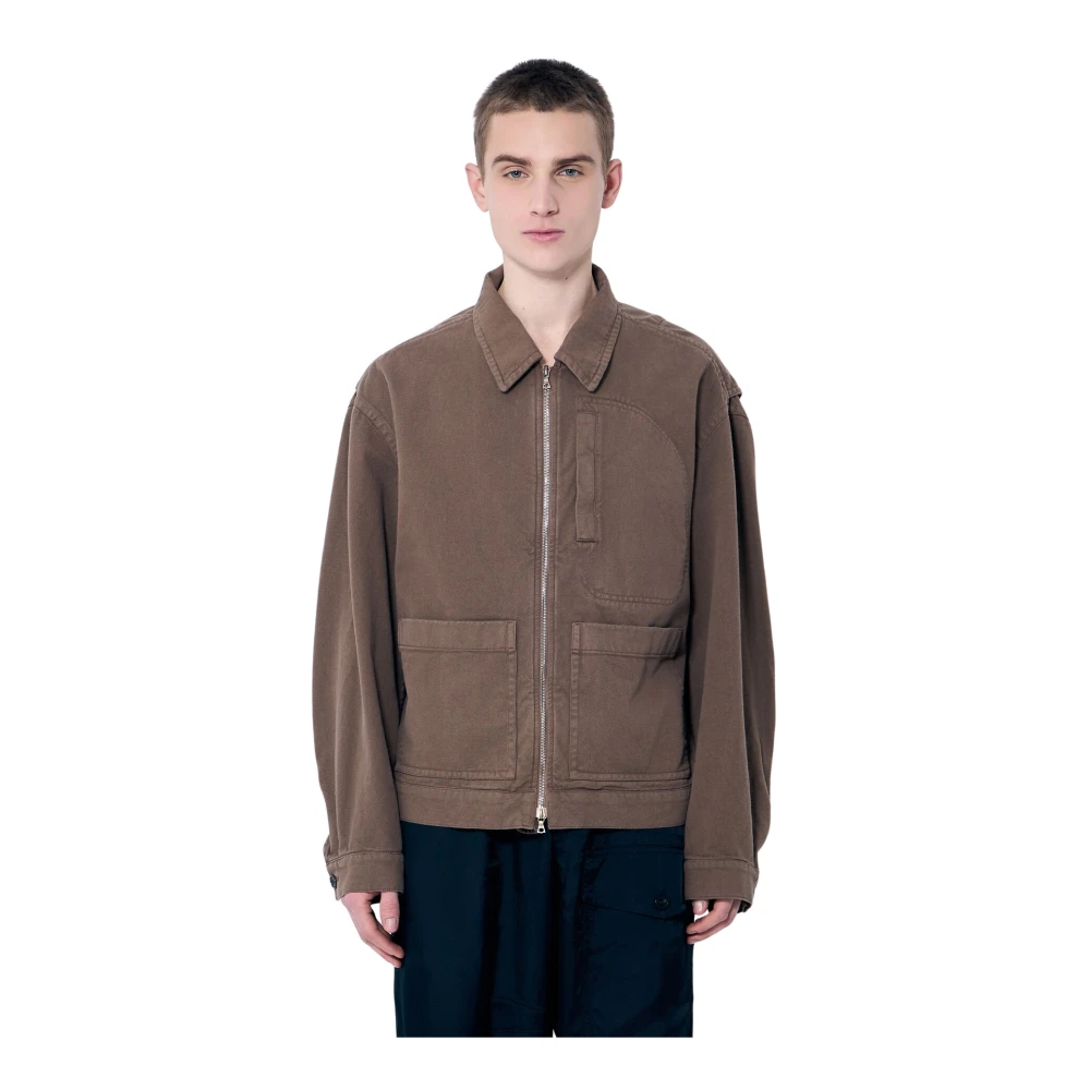 Dries Van Noten Klassieke Jas met Rits en Zakken Beige Heren