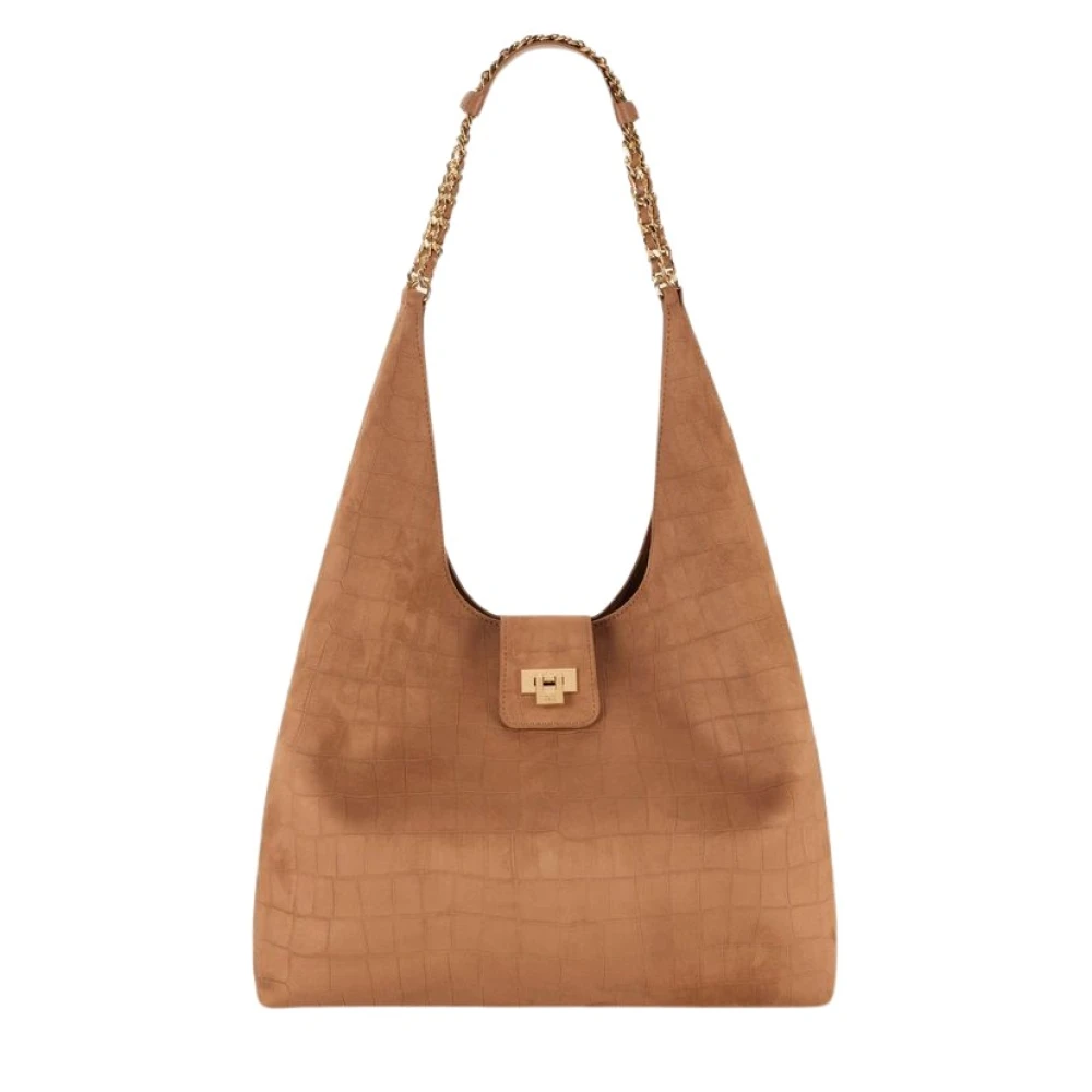 Elisabetta Franchi Women's Brown Suede Hobo Bag