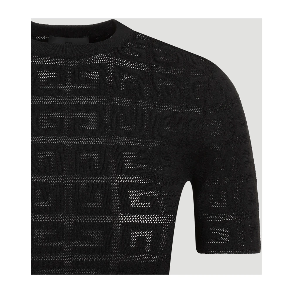 Givenchy Zwart Jacquard Crewneck Sweater Black Dames