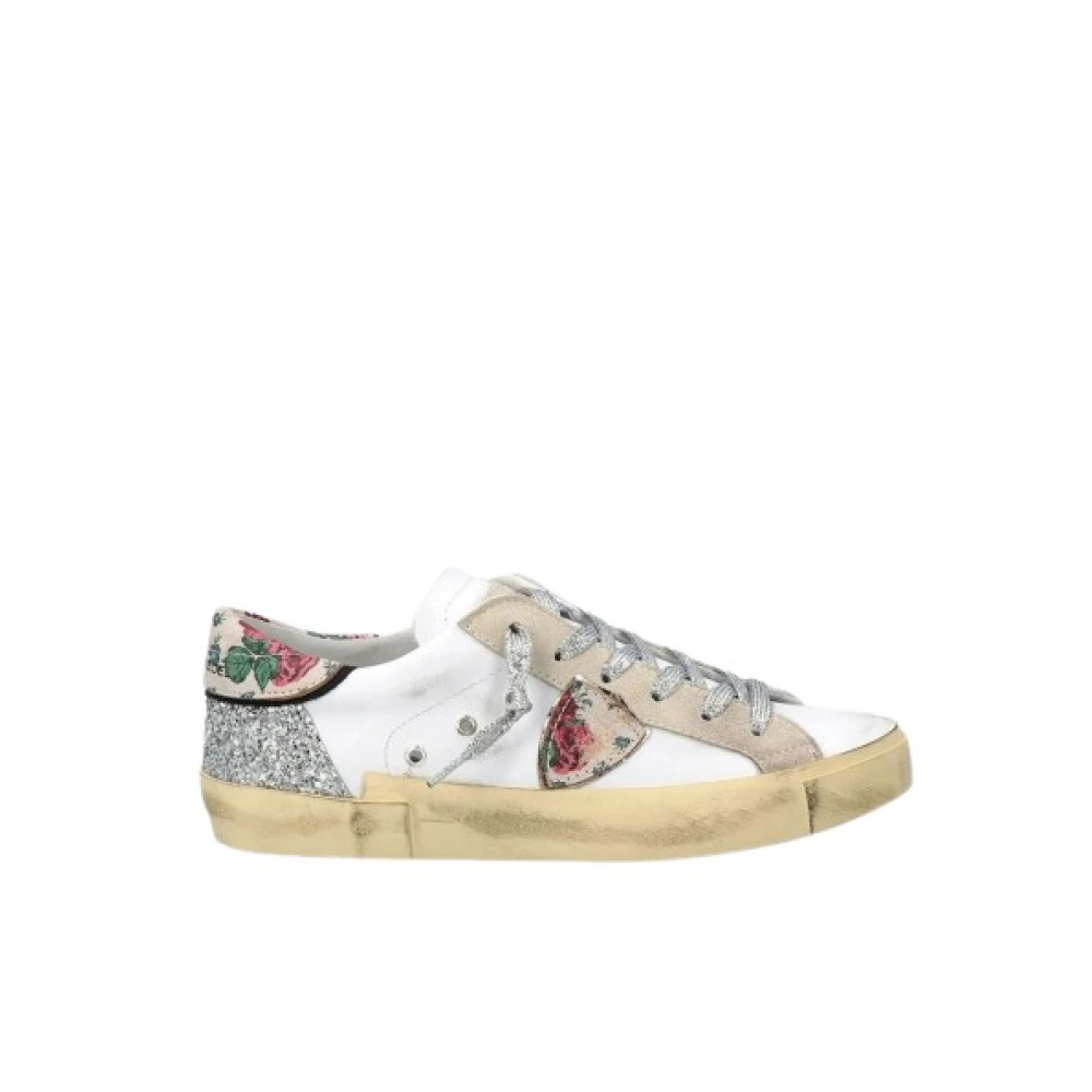 Philippe Model Low Top Sneakers met Bloemen en Glitter Heren Schoenen Veelkleurig Multicolor