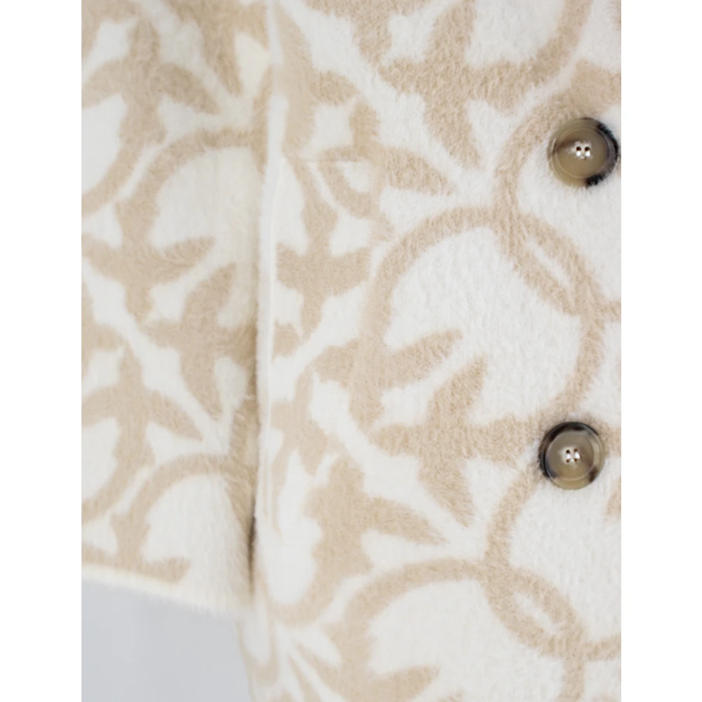 pinko Cocoon Silhouet Bont-Effect Jas Beige Dames