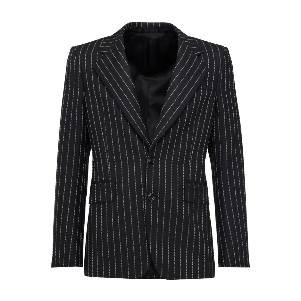 Alexander McQueen Svart Ull Pinstripe Jacka Black, Herr