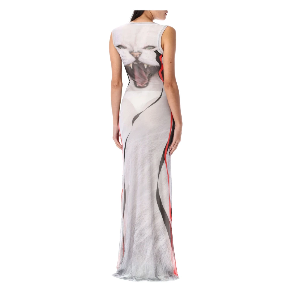 Ottolinger Kattenprint Maxi Mesh Jurk White Dames