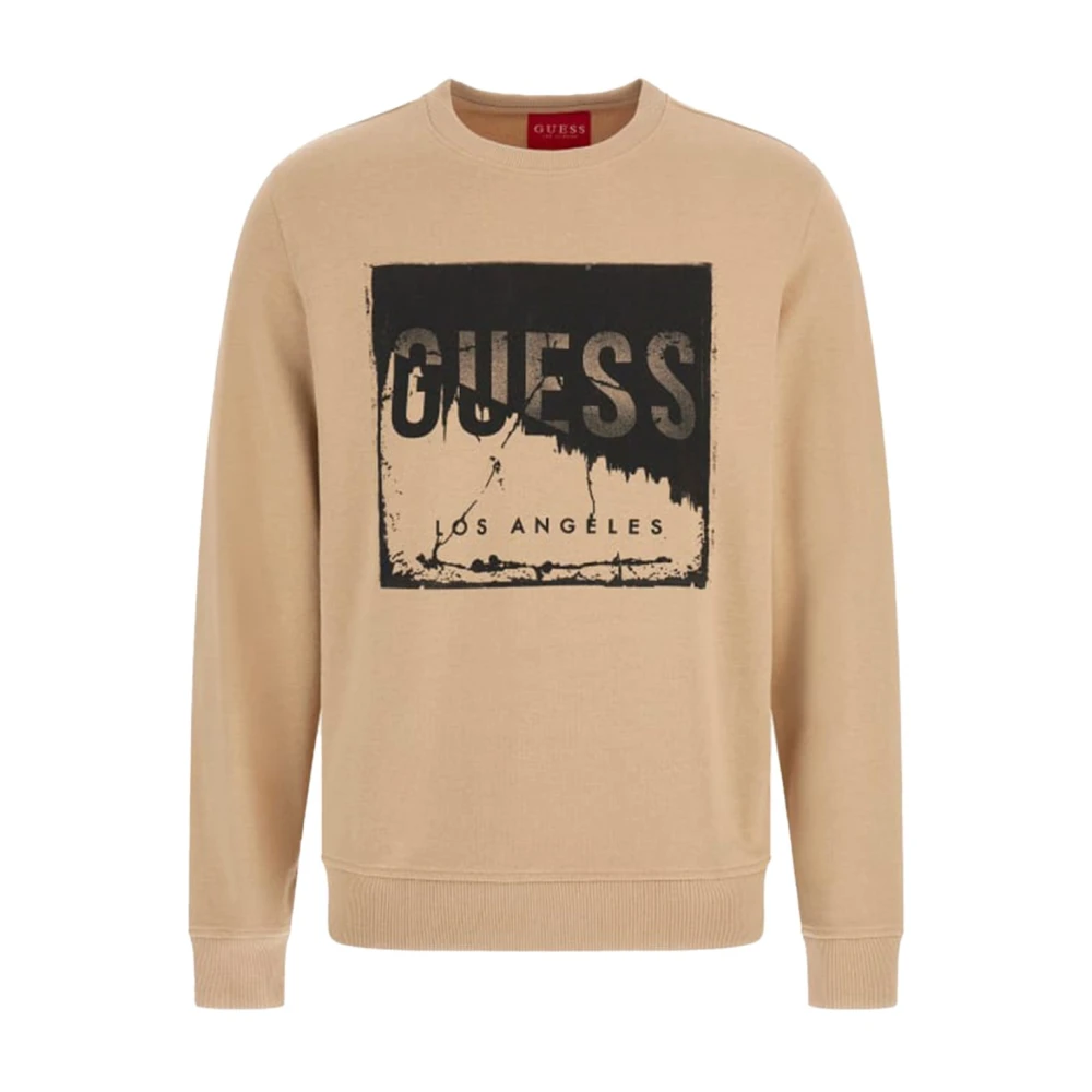 Guess ML Logo Katoenen Sweatshirt Beige Heren