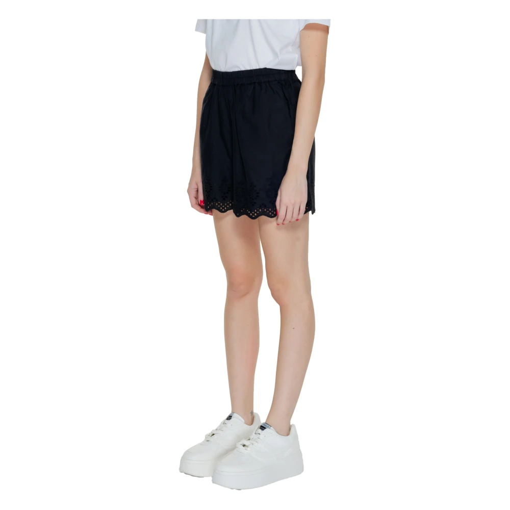 Only Organische Losse Shorts Lente Zomer Collectie Black Dames