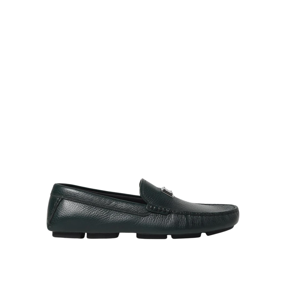 Dolce & Gabbana Men's Green Leather Slip-On Loafers