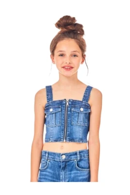 Ärmlös denimtopp