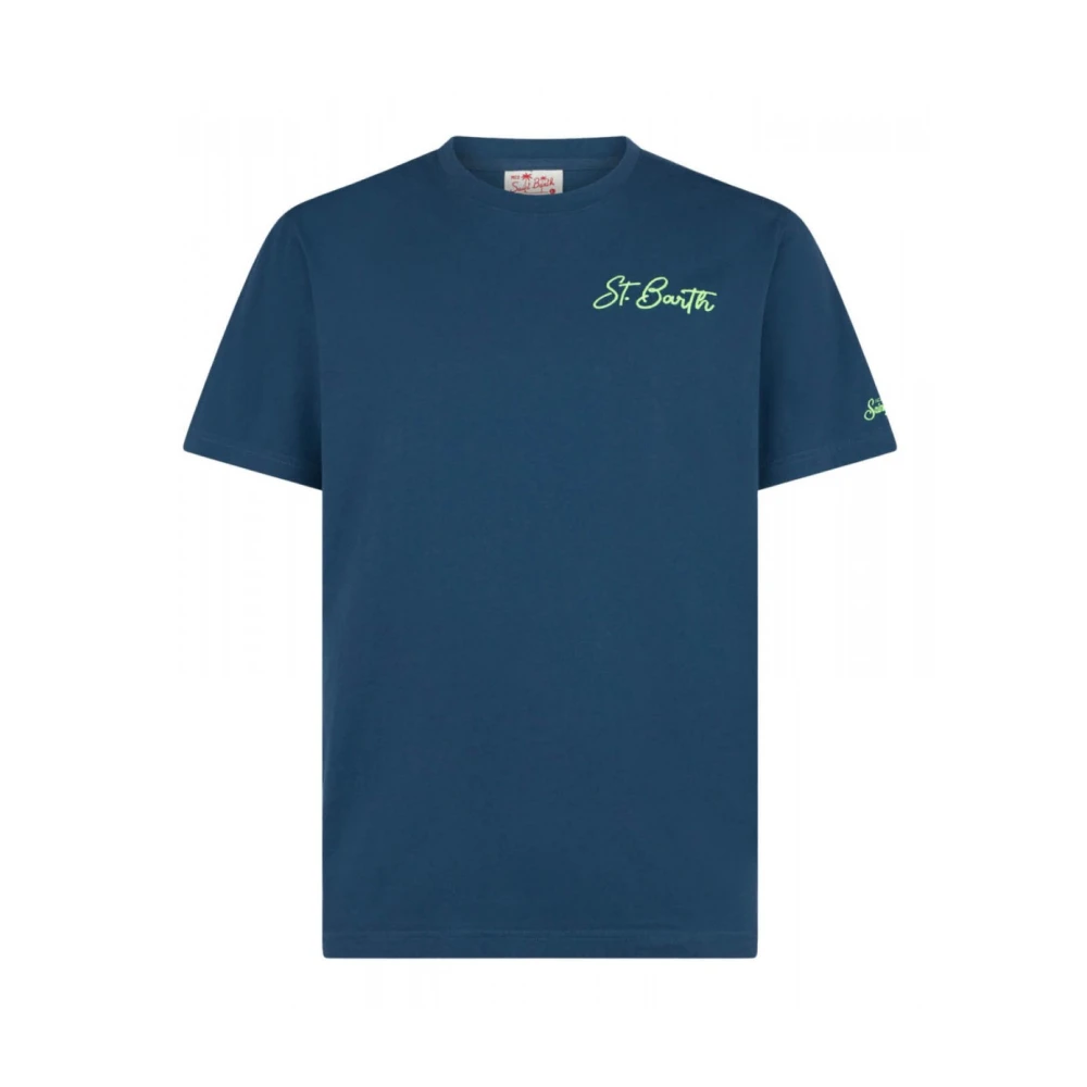 MC2 Saint Barth Golf en Palm Print T-shirt Blue Heren