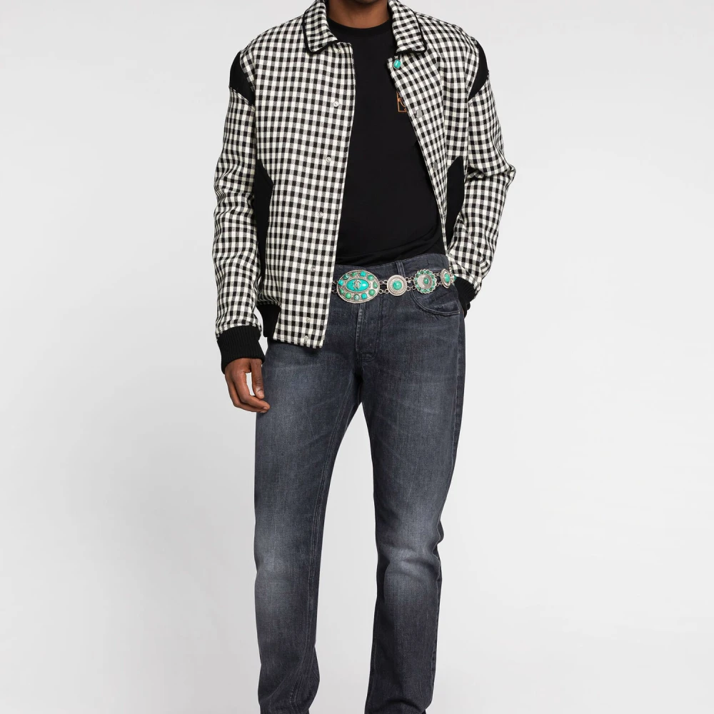 Roberto Cavalli Slangenborduurwerk Slim-Fit Jeans Black Heren
