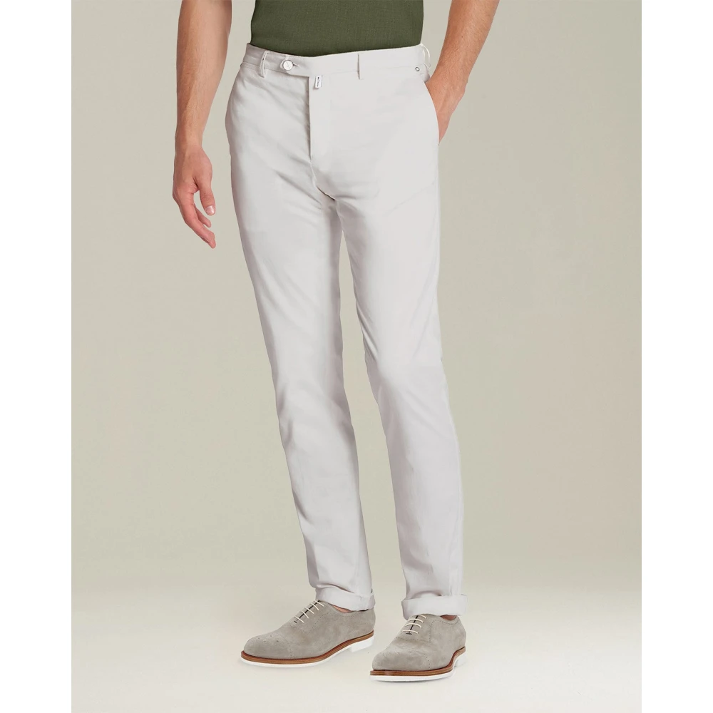Kiton Roomkatoen Slim Fit Broek Gray Heren