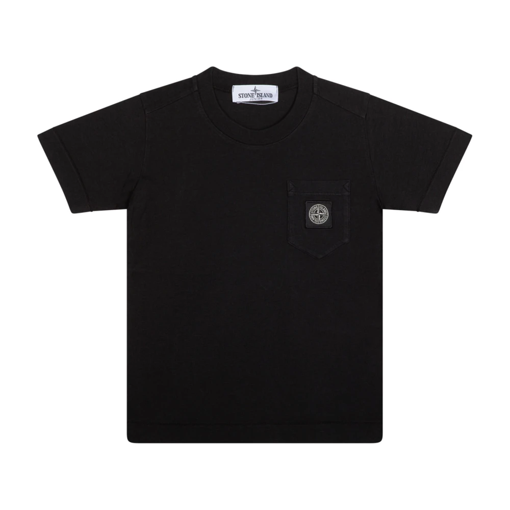Stone Island Boys Black Logo Patch T-Shirt Size 4 Y