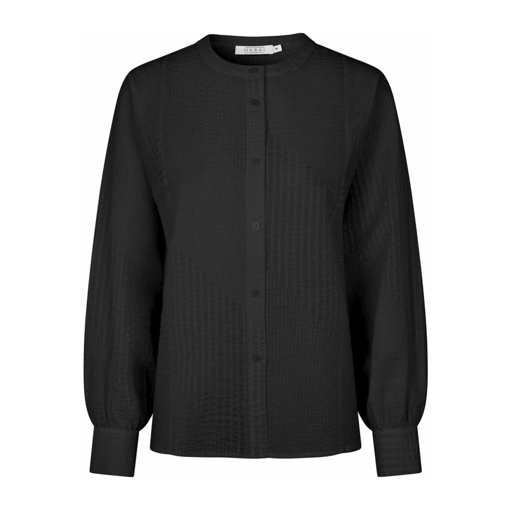 Masai Vrouwelijk Shirt met Pofmouwen Black Dames