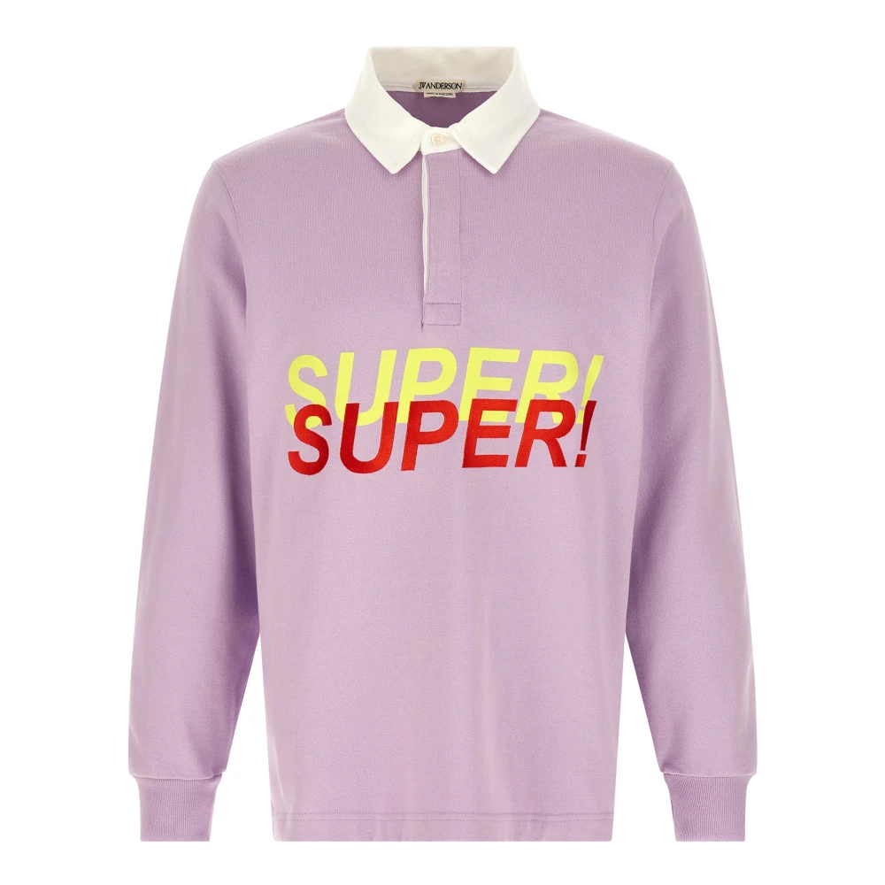Jw Anderson Men's Purple Polo Shirts, L, Super Super Rugby Polo Top