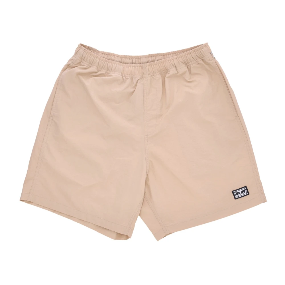 Obey Nylon Shorts met elastische sluiting Beige Heren