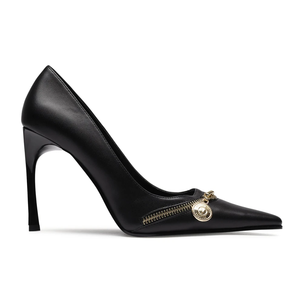Versace Jeans Couture Zwarte halfhoge pumps met logo-plaque Black Dames